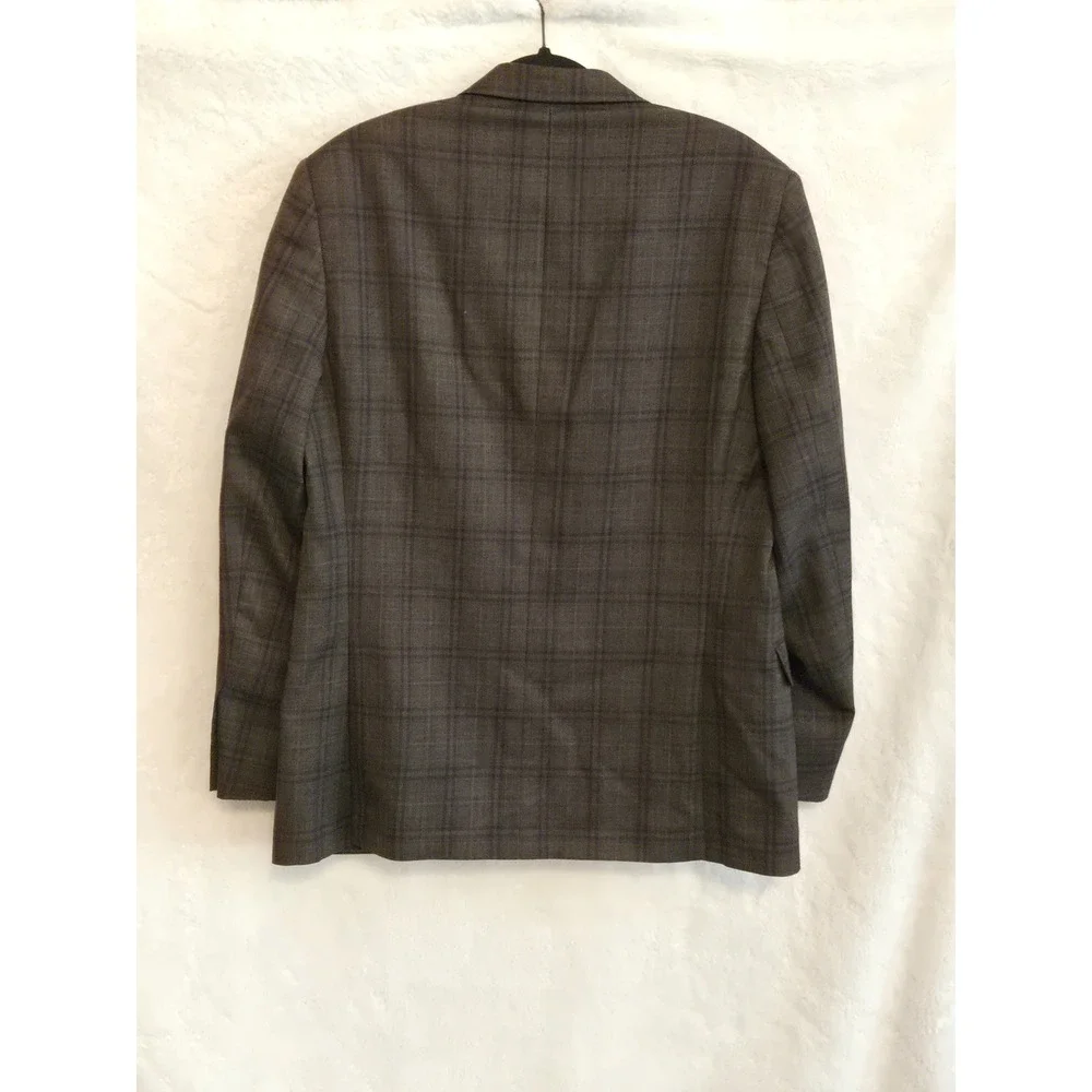 Ralph Lauren Mens 42R Brown Plaid 100% Wool Blazer Sport Coat Made in Canada‎